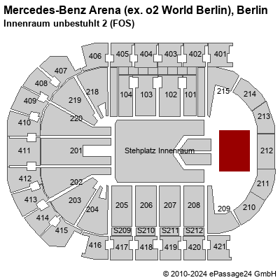 Saalplan Mercedes-Benz Arena (ex. o2 World Berlin), Berlin, Deutschland, Innenraum unbestuhlt 2 (FOS)