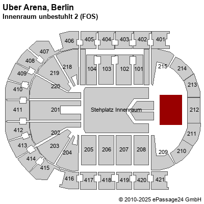 Saalplan Mercedes-Benz Arena (ex. o2 World Berlin), Berlin, Deutschland, Innenraum unbestuhlt 2 (FOS)