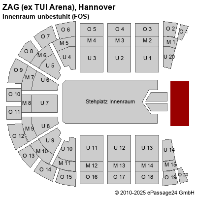 Saalplan ZAG (ex TUI Arena), Hannover, Deutschland, Innenraum unbestuhlt (FOS)