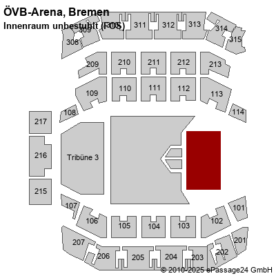 Saalplan ÖVB-Arena, Bremen, Deutschland, Innenraum unbestuhlt (FOS)