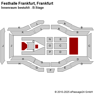 Saalplan Festhalle Frankfurt, Frankfurt, Deutschland, Innenraum bestuhlt - B-Stage