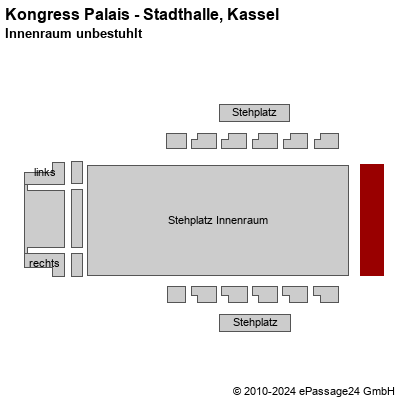 Saalplan Kongress Palais - Stadthalle, Kassel, Deutschland, Innenraum unbestuhlt