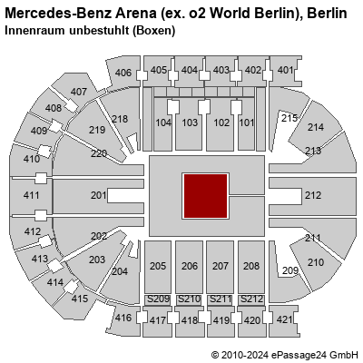 Saalplan Mercedes-Benz Arena (ex. o2 World Berlin), Berlin, Deutschland, Innenraum unbestuhlt (Boxen)
