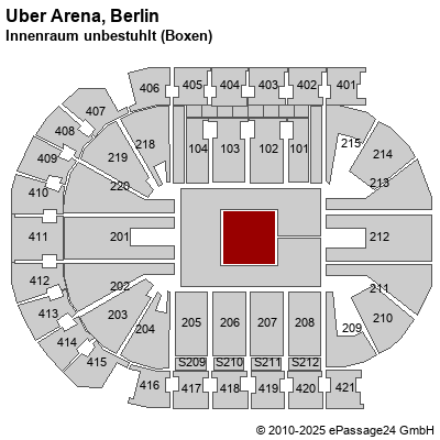 Saalplan Mercedes-Benz Arena (ex. o2 World Berlin), Berlin, Deutschland, Innenraum unbestuhlt (Boxen)