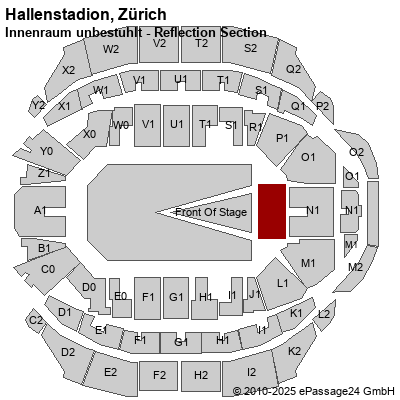 Saalplan Hallenstadion, Zürich, Schweiz, Innenraum unbestuhlt - Reflection Section