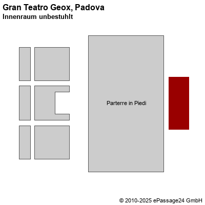 Saalplan Gran Teatro Geox, Padova, Italien, Innenraum unbestuhlt