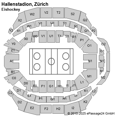 Saalplan Hallenstadion, Zürich, Schweiz, Eishockey