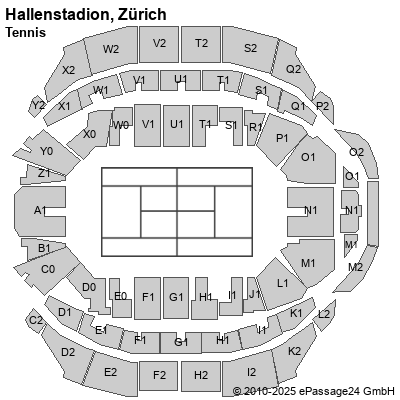 Saalplan Hallenstadion, Zürich, Schweiz, Tennis