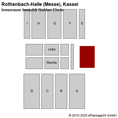Saalplan Rothenbach-Halle (Messe), Kassel, Deutschland, Innenraum bestuhlt Golden Circle
