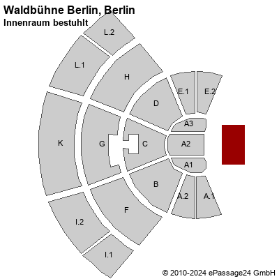 Saalplan Waldbühne Berlin, Berlin, Deutschland, Innenraum bestuhlt