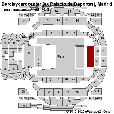 Saalplan Barclaycardcenter (ex Palacio de Deportes), Madrid, Spanien, Innenraum unbestuhlt FOS