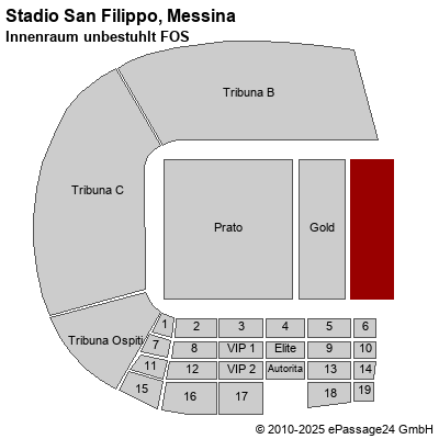 Saalplan Stadio San Filippo, Messina, Italien, Innenraum unbestuhlt FOS
