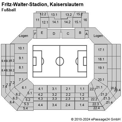 Saalplan Fritz-Walter-Stadion, Kaiserslautern, Deutschland, Fußball