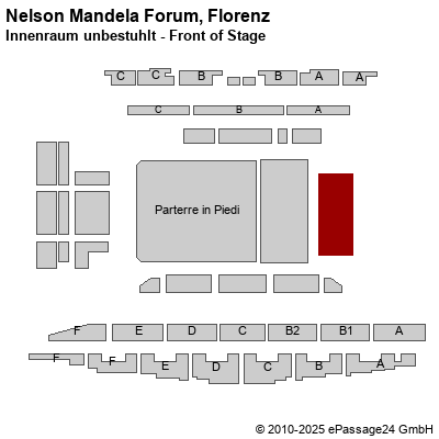 Saalplan Nelson Mandela Forum, Florenz, Italien, Innenraum unbestuhlt - Front of Stage
