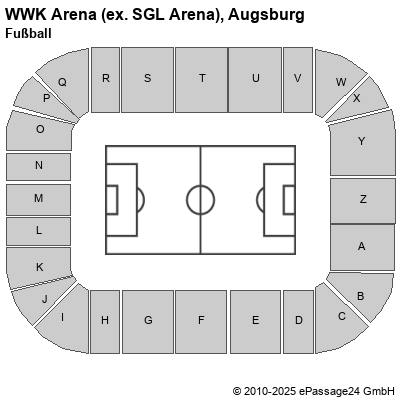 Saalplan WWK Arena (ex. SGL Arena), Augsburg, Deutschland, Fußball