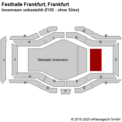 Saalplan Festhalle Frankfurt, Frankfurt, Deutschland, Innenraum unbestuhlt (FOS - ohne Sitze)