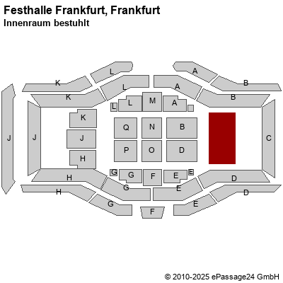 Saalplan Festhalle Frankfurt, Frankfurt, Deutschland, Innenraum bestuhlt