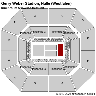 Saalplan Gerry Weber Stadion, Halle (Westfalen), Deutschland, Innenraum teilweise bestuhlt