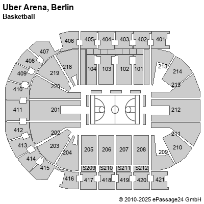 Saalplan Mercedes-Benz Arena (ex. o2 World Berlin), Berlin, Deutschland, Basketball