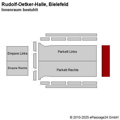 Saalplan Rudolf-Oetker-Halle, Bielefeld, Deutschland, Innenraum bestuhlt