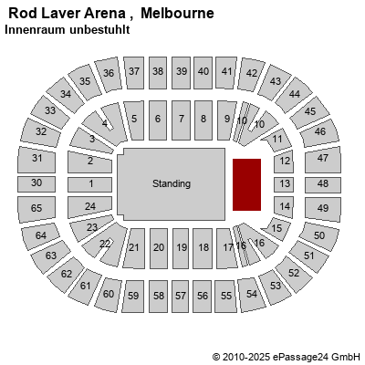 Saalplan  Rod Laver Arena ,  Melbourne, Australien, Innenraum unbestuhlt