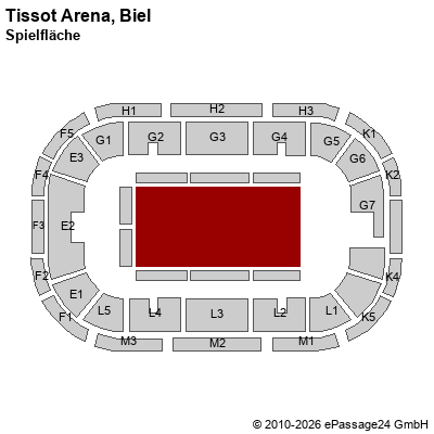 Saalplan Tissot Arena, Biel, Schweiz, Spielfl&auml;che