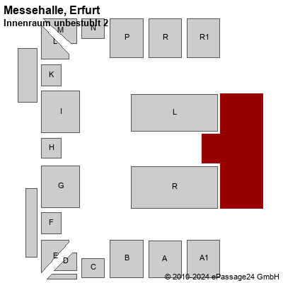 Saalplan Messehalle, Erfurt, Deutschland, Innenraum unbestuhlt 2