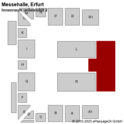 Saalplan Messehalle, Erfurt, Deutschland, Innenraum unbestuhlt 2