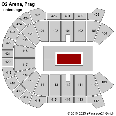 Saalplan O2 Arena, Prag, Tschechien , centerstage