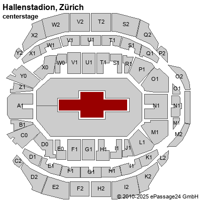 Saalplan Hallenstadion, Zürich, Schweiz, centerstage