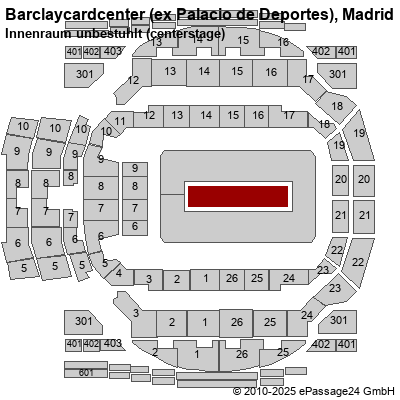 Saalplan Barclaycardcenter (ex Palacio de Deportes), Madrid, Spanien, Innenraum unbestuhlt (centerstage)